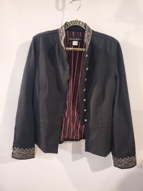 Bianca Nygård Black Embroidered Military-Style Blazer